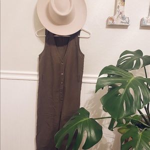 Green Vneck button jumpsuit
